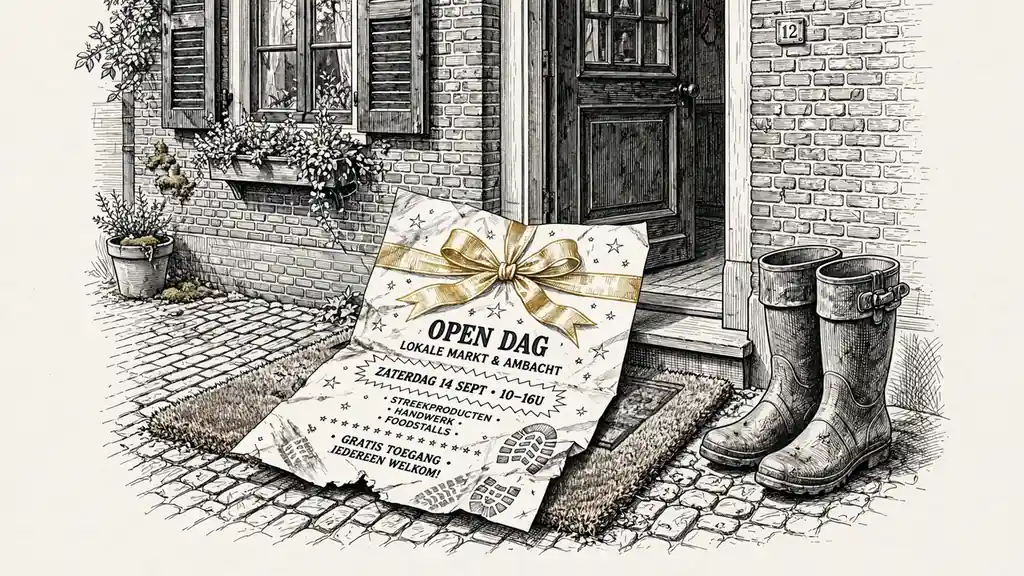 Kleurrijke reclamefolder op de deurmat van een Nederlands huis